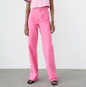 Zara Pink Flare & Wide Leg Jeans